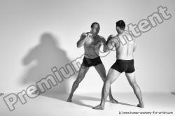 Underwear Martial art Man - Man White Moving poses Athletic Short Brown Dynamic poses Academic